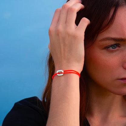 maillon plat argent 16 mm orange fluo