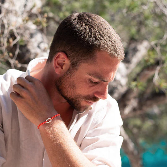 maillon plat argent 16 mm orange fluo