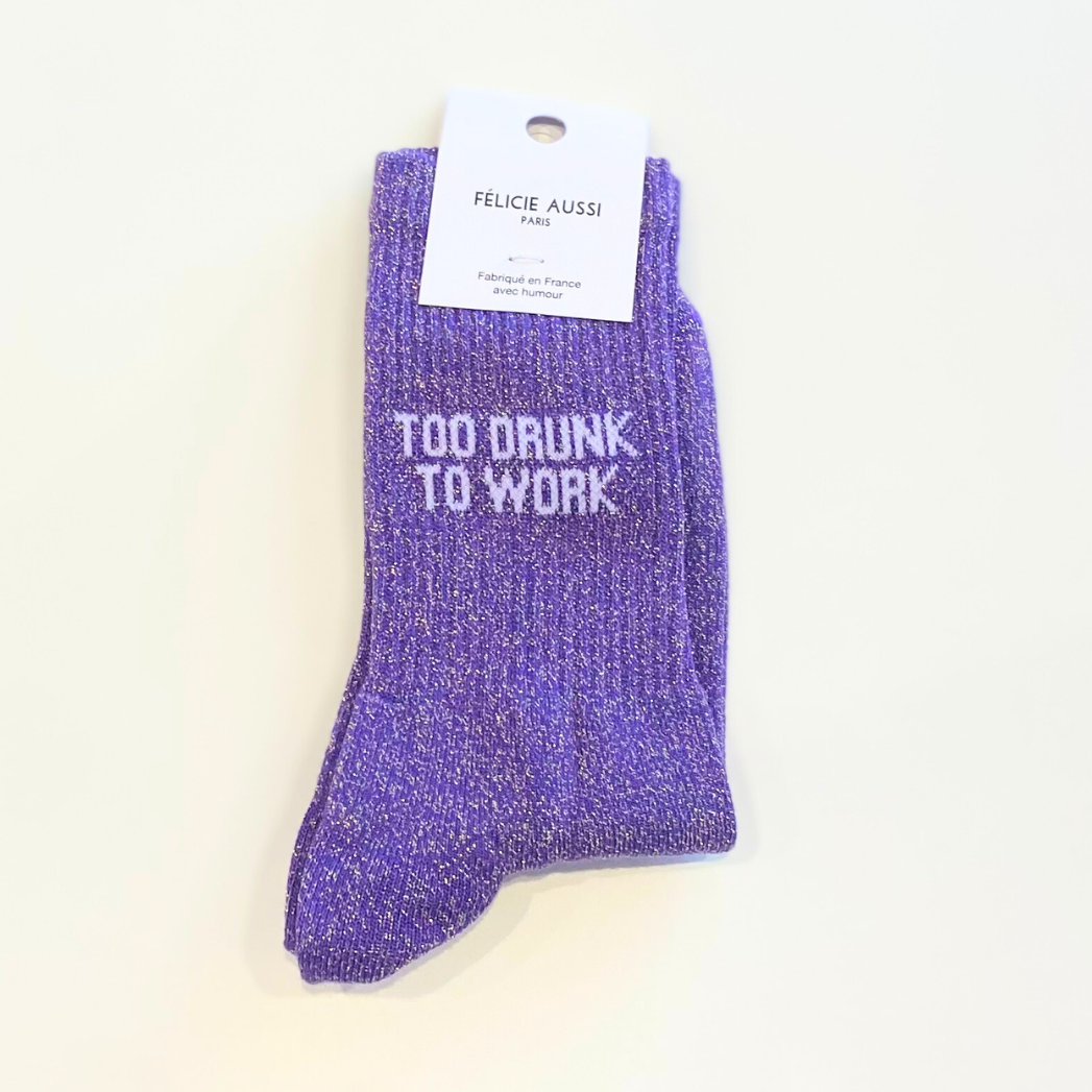 Chaussettes Too drunk to work, Félicie Aussi, vue 1
