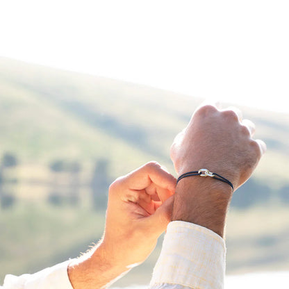 double maillon argent  bleu marine