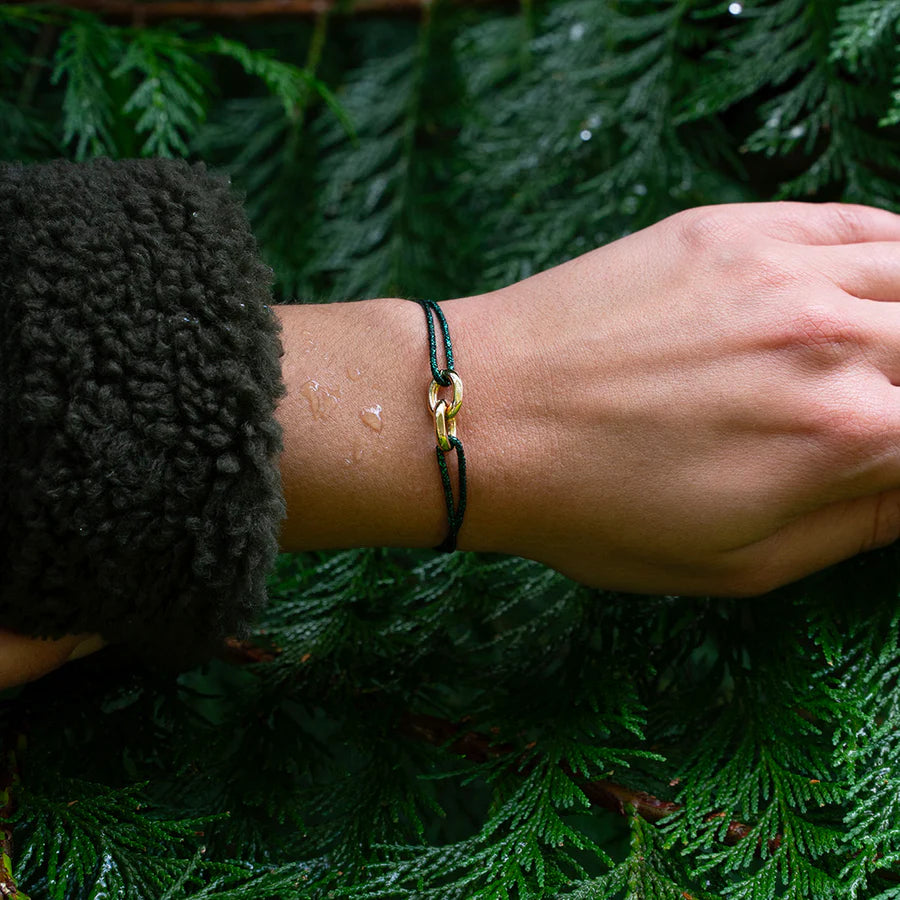 double maillon or vert pailleté