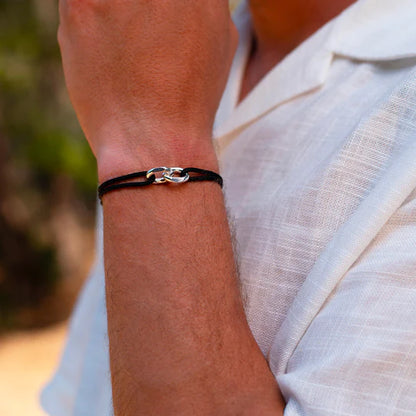 double maillon argent 22 mm noir