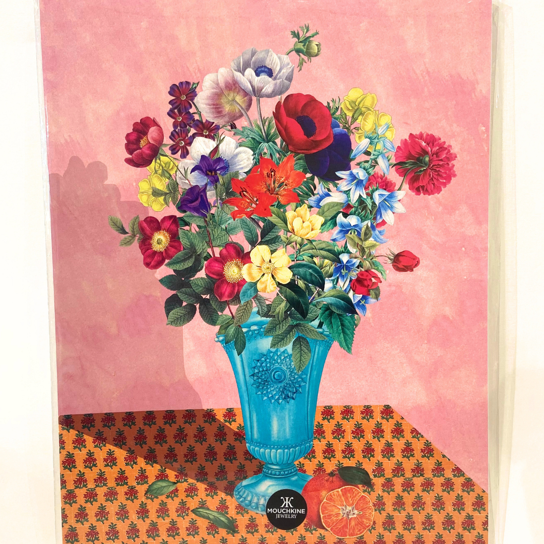 Affiche bouquet à fond rose, Mouchkine Jewelry, vue 1