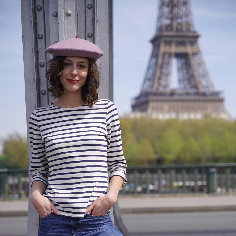 Béret mode mauve, Le Béret Français, vue sur mannequin femme