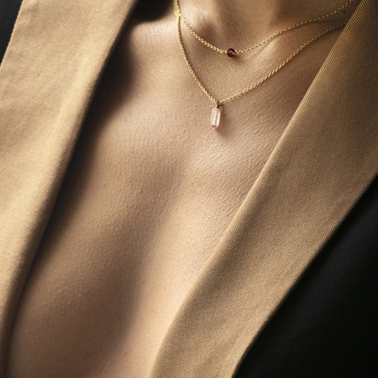 collier aura mini memoire quartz rose