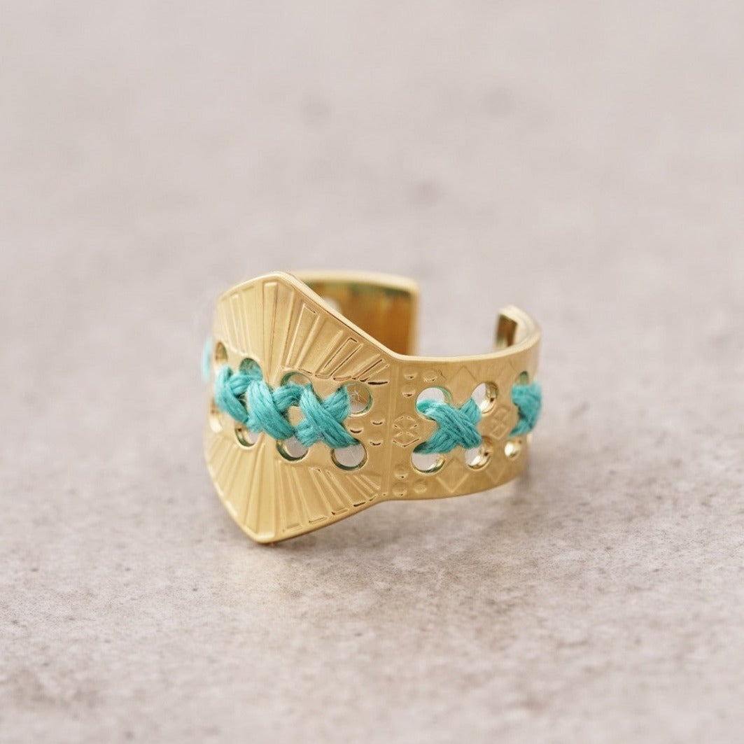 Bague Ghat or turquoise Camille Enrico vue 2