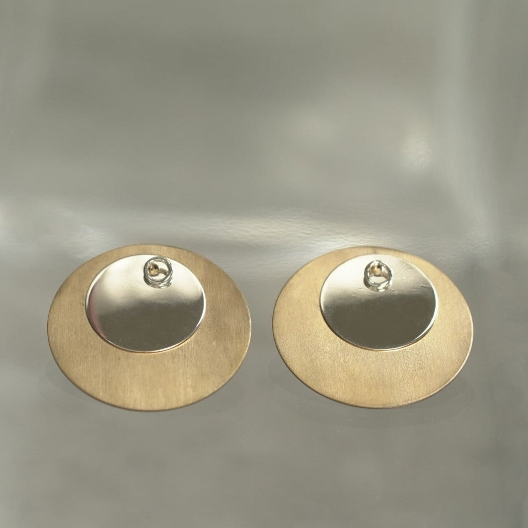 Boucles d'oreilles Polka Dots bicolores bronze vue 2