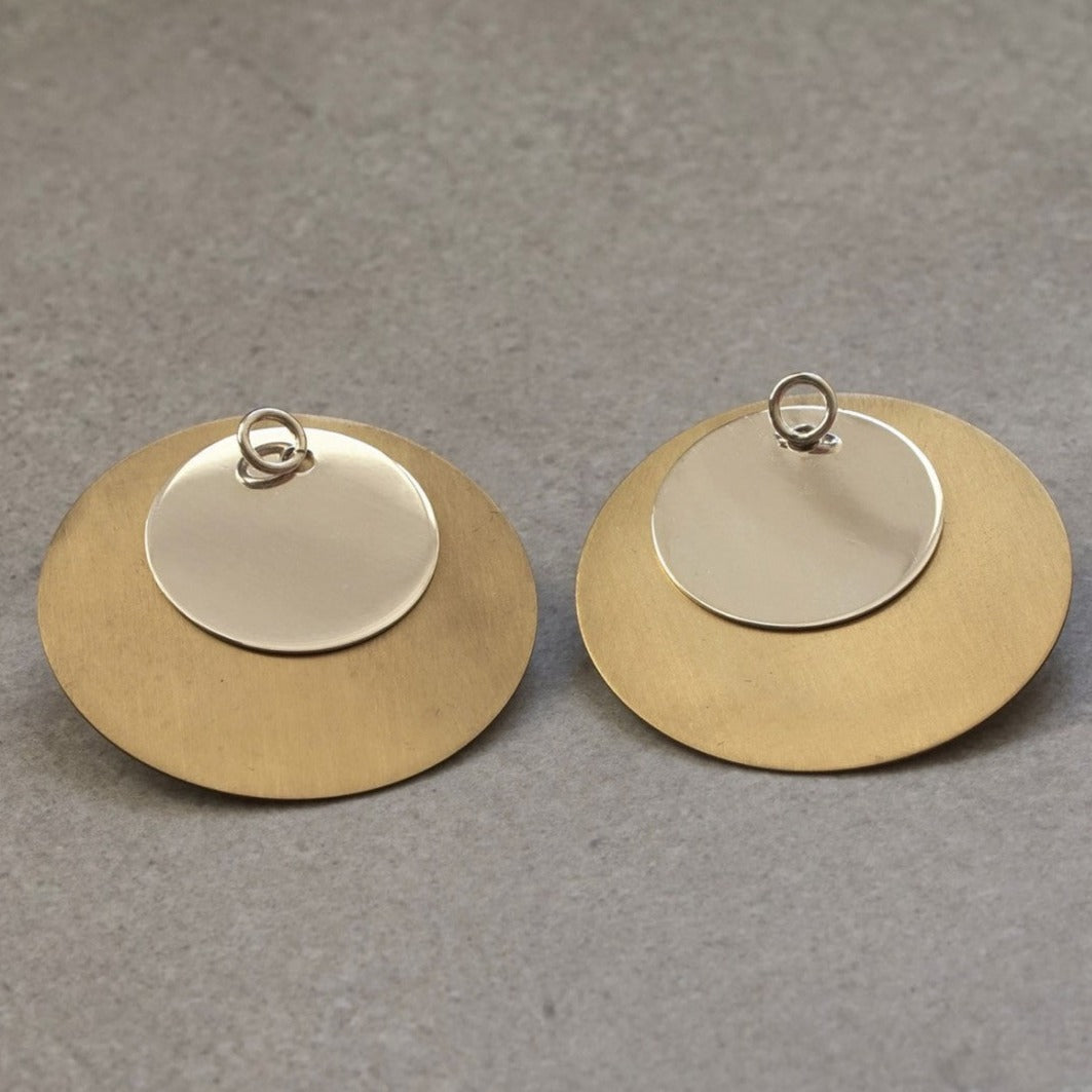 Boucles d'oreilles Polka Dots bicolores bronze vue 5