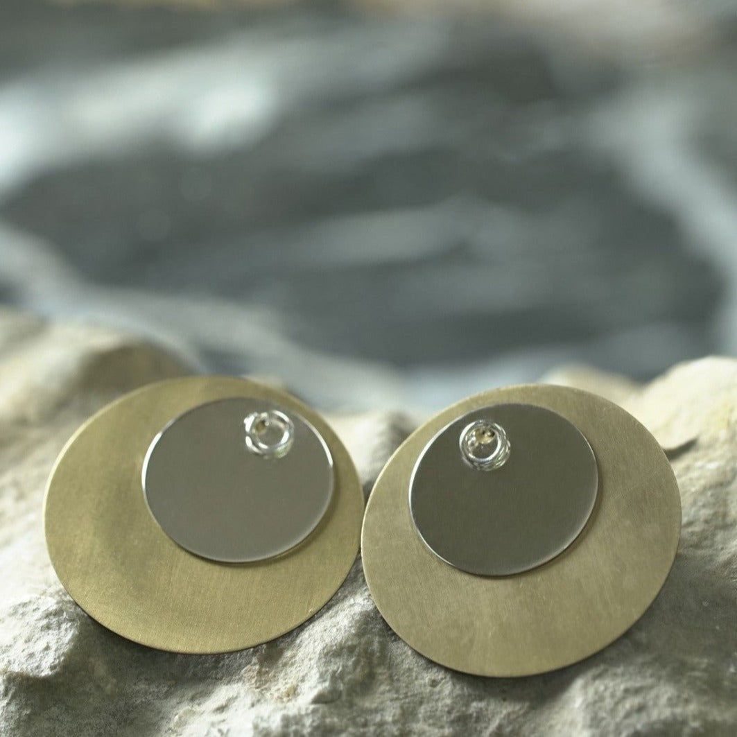 Boucles d'oreilles Polka Dots bicolores bronze vue 6